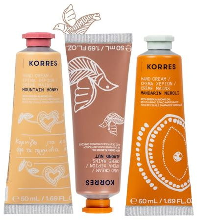 KORRES Handcreme Trio, Mandarin Neroli, Almond Nut, Mountain Honey, Handpflegeset, 3x50ml