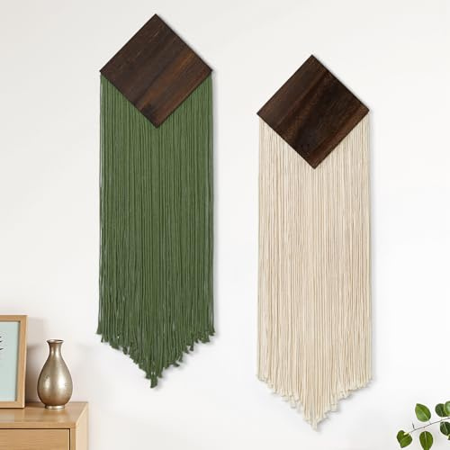 ASTNIC 2Pcs Boho Makramee Wandbehang Wanddeko Outdoor | Macrame Wall Hanging Boho Decorative Macrame Tapestry with Geometrischer Handmade Wandteppich for Wanddeko Wohnzimmer