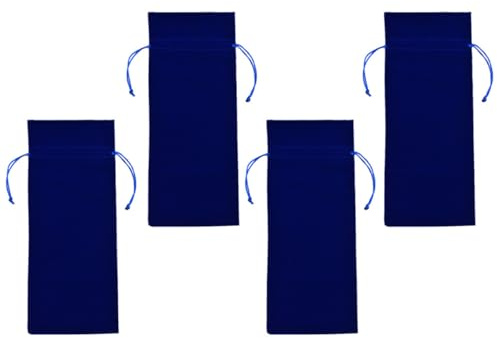 POPETPOP 4pcs Flannelette Drawstring Wine Bottle Bags Blue Wine Covers for Travel and Dinner Party Packaging Pouches with Festive Design