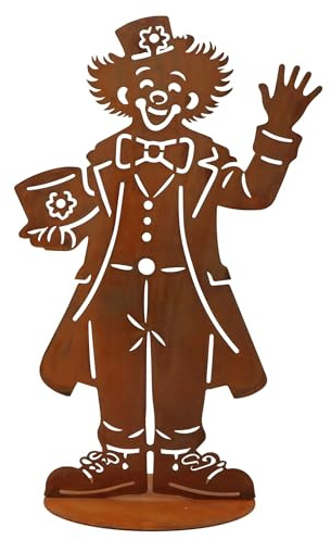Rostikal Clown Figur Bebbo 40 cm aus Cortenstahl – Metall Gartenskulptur mit natürlicher Rostpatina im Vintage Stil für Garten, Terrasse und Eingangsbereich