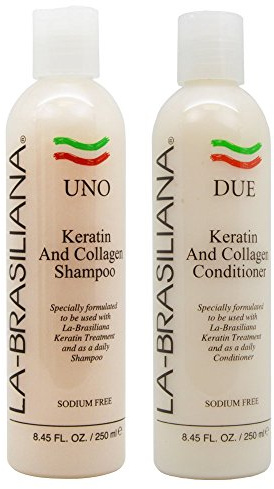 LA-BRASILIANA UNO Keratin After Treatment Shampoo 8oz + DUE Conditioner 8oz Combo Set Sale!