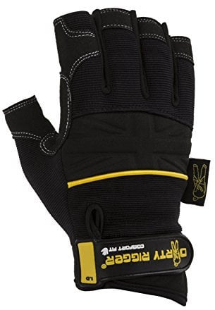 Dirty Rigger Comfort Fit Rigger Handschuhe, fingerlos m schwarz