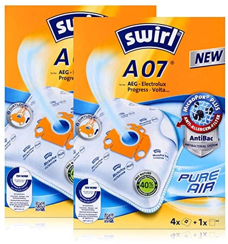 8 Original SWIRL A07 Staubsaugerbeutel passend für AEG Gr.28, AEG 07