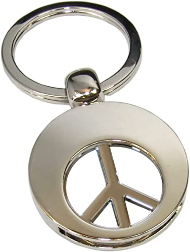 Kaltner Präsente Geschenkidee - Glücksbringer Schlüsselanhänger Anhänger mit Peace Symbol als Einkaufswagen Chip