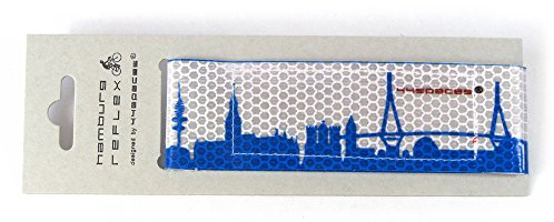44spaces Blaues Hamburg Skyline Motiv Design Reflektorband Reflexband Buntes Fahrrad Outdoor Zubehör mit Klett