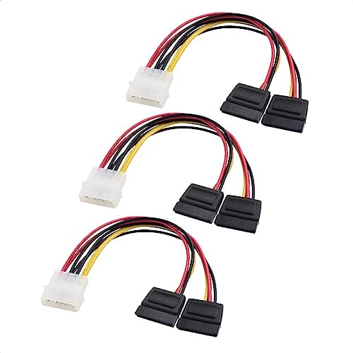 Cable Matters 3 Paquetes Adaptador Y-Cable 4 Pin Molex a Dual SATA - 15 cm
