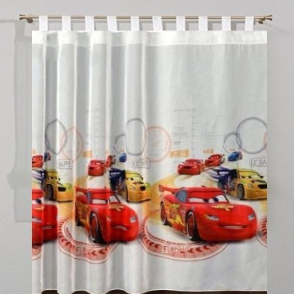 sophia the first Cars 3D Voile Net Tab Top Curtain 75 cm Width x 155 cm Drop