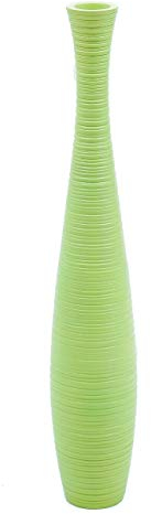 Leewadee Grand Vase A Poser Au Sol pour Branches Décoratives De Pampa, Vase en Bois De Manguier, 70 cm, Vert
