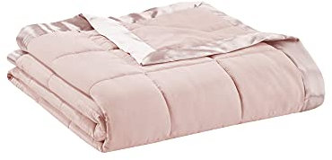 Madison Park Windom – Couverture en Duvet Alternatif 3M Scotchgard de qualité supérieure, Traitement Anti-humidité, légère et Douce pour Toutes Les Saisons, Bordure en Satin, Rose poudré pour lit
