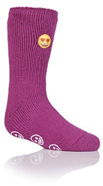 HEAT HOLDERS Kids 1 Pair SockShop Emoji Heart Face Slipper Socks
