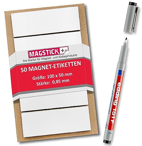 Beschreibbare Magnet-Etiketten Magstick® I 10x5 cm 50 Stück I mag_153