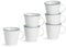 Nicola Spring Farmhouse 90ml Espresso Cups - Set of 6 White Porcelain Coffee Cups/Espresso Shot Mugs with Blue Rims - Small Mugs for Espresso - Microwave & Dishwasher Safe