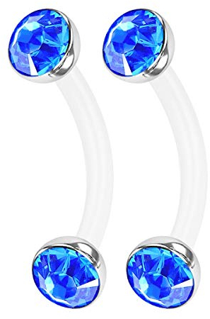 KJM FASHION 2 STK Flexibles Acryl Curved Barbell 1.2mm 16gauge 8mm 5/16 Inch 3mm Halbe Kugel Lip Helix Labret Daith Ohrringe Tragus Piercing Schmuck 0912