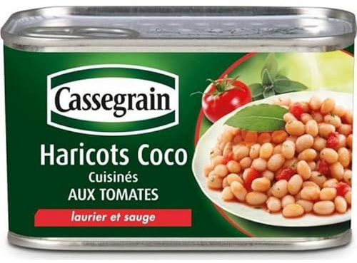 Cassegrain Haricots Coco Cuisinés aux Tomates Laurier et Sauge 435g (lot de 5)