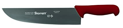 Starrett Professional Stainless Steel Chefs Kitchen Knives - Narrow Curved Profile - 12-inch (300mm), Red
