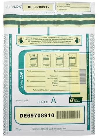 CONTROLTEK SafeLOK manipulationssichere Geldbeutel, 22,9 x 30,5 cm, transparent, 100 Stück