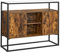 VASAGLE Sideboard, Beistellschrank, Küchenschrank, offene Fächer, 100 x 35 x 80 cm, Stahlgestell, Hartglas, vintagebraun-schwarz LSC014B01