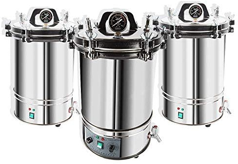 hzexun Autoclave Edelstahl-Dampfsterilisator Sterilisation Schrank Edelstahl für zahnärztliche medizinische Geräte (Zeiteinstellung,24L)