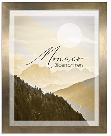 BIRAPA Monaco Bilderrahmen 21x29,7 cm (DIN A4) Bronze - Bilderrahmen Metall Optik, Alu Gebürstet Rahmen, Posterrahmen, Wechselrahmen