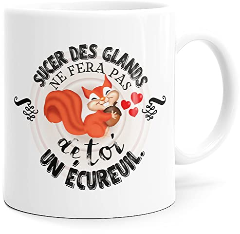 Mug Humour Sucer des Glands ne Fera pas de Toi un Ecureuil Tasse Message drôle. Idée Cadeau Original Ami, Couple Amoureux Collègue Frère Sœur pour Anniversaire Noël Souriez dès le Réveil