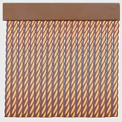 Cortinas Exterior Puerta de Cordon | 90 Tiras Plastico PVC y Barra Aluminio | Ideal para Terraza y Porche | Antimoscas | (Beige/Marron Caramelo 210x 90)