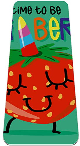 BestIdeas Yogamatte Einhorn Erdbeergrün für Yoga, Pilates, Bodenübung Herren Damen Mädchen Jungen Kinder Anfänger Rutschfestes Design