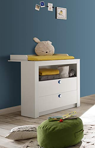 möbelando Wickeltisch Babymöbel Kommode Baby Wickelkommode Paula II Weiß