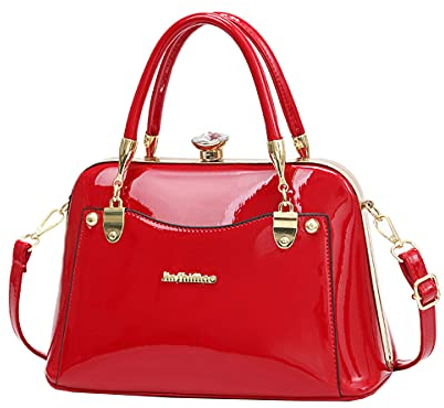 NIYUTA Borsa a tracolla da donna in pelle verniciata moda borsa a tracolla borsa a tracolla in pelle lucida rosso