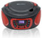 Roadstar CDR-365U/RD Tragbarer Radio-CD-Spieler Digital FM PLL, Boombox-CD-Spieler, CD-R, CD-RW, CD-MP3, USB-Anschluss, Stereo, AUX-IN, Kopfhörerausgang, Schwarz/Rot