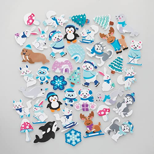 Baker Ross FC268 Winter Tiere Schaumstoff Sticker - 200 Stück, Moosgummi Aufkleber für Kinder zum Basteln, Gestalten und Dekorieren