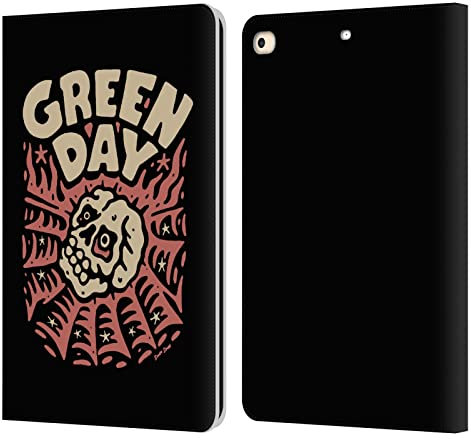 Head Case Designs Offizielle Green Day Skull Spider Graphics Leder Brieftaschen Handyhülle Hülle Huelle kompatibel mit Apple iPad 9.7 2017 / iPad 9.7 2018