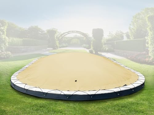 ANKO PLANEN Aufblasbare Poolabdeckung oval - Premium Abdeckplane für den Pool - ideale Winterlösung AirDeluxe (Beige, Poolinnenmaß: 8,00m x 4,00m)
