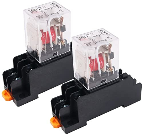 WANGCL 2 mini relés de CA 12 V, interruptor electromagnético de 8 pines, relé DPDT 2NO+2NC con indicador LED de base de enchufe