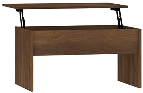 vidaXL Couchtisch Höhenverstellbar Kaffeetisch Wohnzimmertisch Beistelltisch Sofatisch mit Stauraum Braun Eichen-Optik 80x50,5x41,5cm Holzwerkstoff