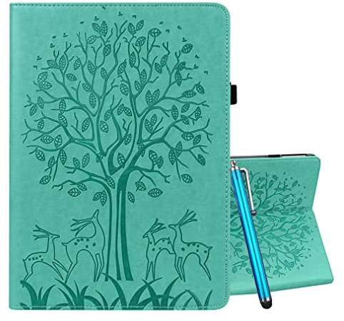 YEALLY Custodia per Huawei MediaPad T3 10 Custodia per Tablet Cover in Pelle Portafogli con Slot per Penna & Schede Stand e Cinturino Guscio Morbido Silicone, Verde