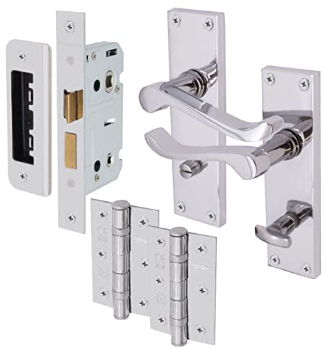 EAI Scroll Bathroom Door Handle Kit – 80mm Case - Polished Chrome