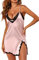 Ekouaer Nachthemd Satin Dessous Ärmelloses Schlafkleid Babydoll Nachthemd Slip Chemise, Misty Rose, Medium