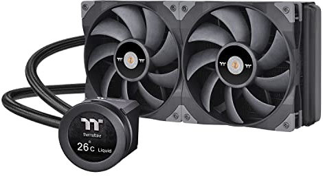 Thermaltake TOUGHLIQUID Ultra 280 CPU Liquid Cooler, AMD(AM5/AM4) Intel(LGA 1700/1200), 2.1 Inch Rotational LCD Display 2000RPM Radiator Fan, TT RGB Plus 2.0. Software, CL-W374-PL14BL-A,Black