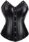 Jutrisujo Leder Korsett Damen Top Corsage Leather Corset Bustier Oberteil Große Größe Halloween Piraten Schwarzes L