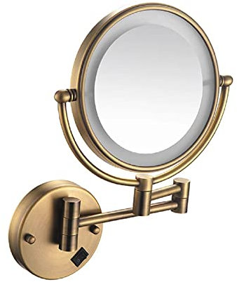 8-Zoll-Schminkspiegel zur Wandmontage, matt, antikes Kupfer, doppelseitige USB-Ladefunktion, Badezimmer, intelligente Kosmetikspiegel (Color : 8inch USB 10X)