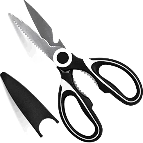 Ciseaux de cuisine multiusage, Ciseau Cuisine en Acier Inoxydable Lame Tranchante avec Étui de Protection,Ciseaux Cuisine pour Viande Volaille Poisson Poulet Pizza Herbes Grille Os Légumes Noix