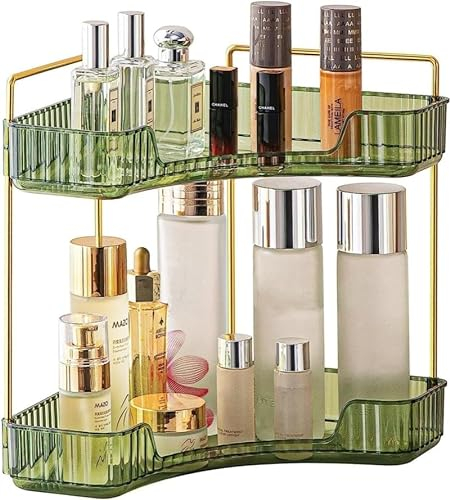 Make up Organizer, Kosmetik Organizer, Beauty Organizer, Hautpflege Organizer für Bad Schminktisch (2 Schichten, Grün)