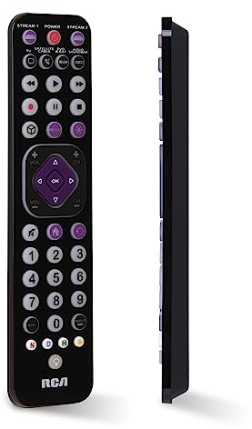 RCA Universal Rechargeable 6-Device Streaming Remote Control – for TV, Audio, Soundbar, Streaming Devices, Ultra-Slim, Rechargeable, Quick Access Keys