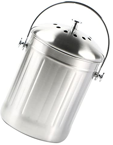 Zerodeko Poubelles À Compost Poubelle De Comptoir Composteur De Cuisine Poubelles À Déchets en Acier Inoxydable Couvercle