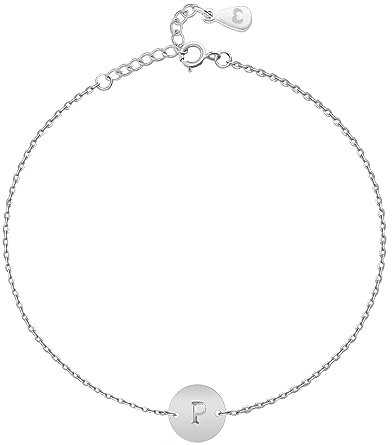 Armband für damen mit Initialen. Vergoldeter / versilbert Chirurgenstahl damen Armband ideal für Valentinstag und Muttertag Geschenk, Geburtstag... Schmuck damen armbänder (Versilberung, J)