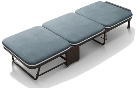 Klappbett Gäste Mit Klappbare Matratze, Metall Rahmen Camping Bett, Kinderbett Reisebett Erwachsene Mit Rollen, Metallbett Campingbett Bettsofa Für Schlafzimmer Und Büro, Belastbar 200kg, 180×65×26cm