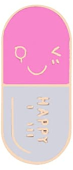 Kapselform Brosche Button Abzeichen Kleidung Accessoire Schmuck Emaille Happy Kapsel Geschenk für Krankenschwester Apotheker Doktor