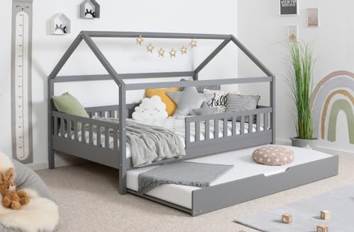 TiCAA Kinderbett Hausbett Kay inkl. Zubehör