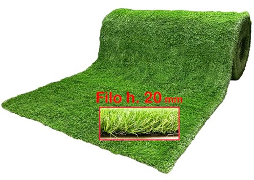 Prato Finto da Esterno Erba Sintetica Giardino Tappeto Erboso Sintetico Terrazzo Drenante Calpestabile Effetto Naturale Spessore 20 mm Misura 1x1 m