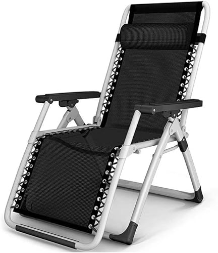 Bequemes Sofa im Freien, Schwerelosigkeitsstühle, Sonnen- und Terrassenliege, Liegestuhl für Strand, Garten, Camping, zusammenklappbarer Lounge-Stuhl, Unterstützung 200 kg (Farbe: Schwarz, Größe: